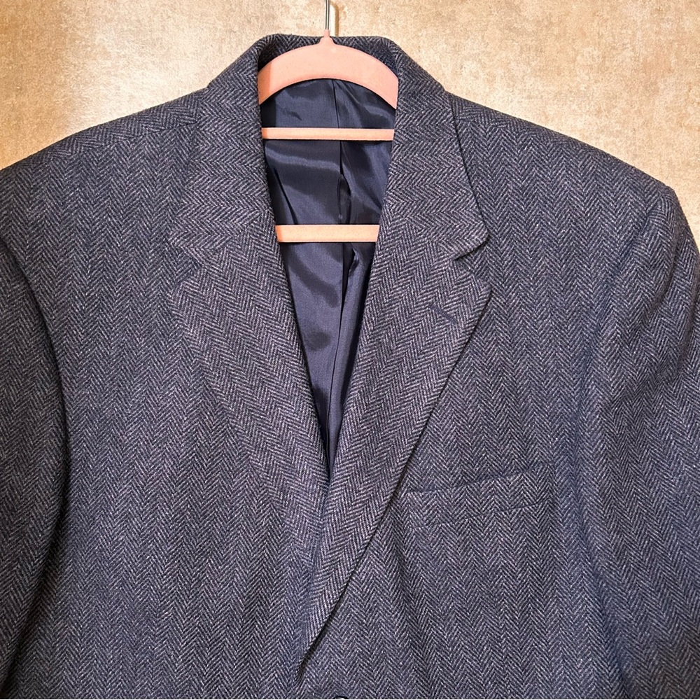 John Ashford Gray Herringbone Lambswool/Merino  size 44 Regular Men’s Blazer